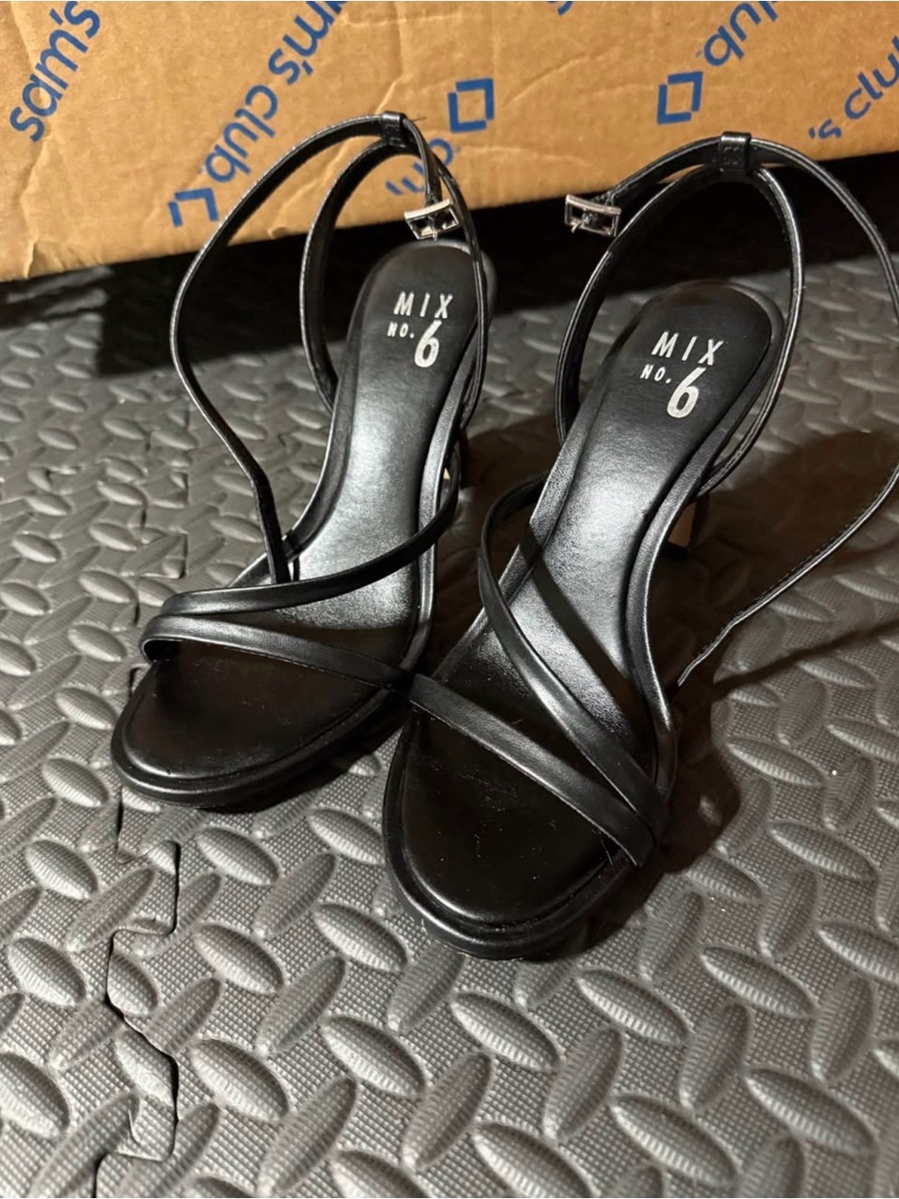 Mix No. 6 Black Strappy Open-Toe Heels